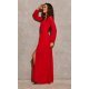 Rochie lunga rosie din voal chiffon vaporoasa cu maneca lunga Stella 4 - jojofashion.ro
