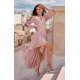 Rochie lunga din voal roz pal vaporoasa cu maneca lunga Jessica 2 - jojofashion.ro
