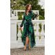 Rochie eleganta din voal verde lunga cu flori cu maneca lunga vaporoasa Sureya 2 - jojofashion.ro