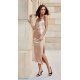 Rochie eleganta din satin bej mulata cu un umar gol Jonna 4 - jojofashion.ro