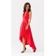 Rochie eleganta midi, din satin, rosie, asimetrica, cu trena, Jennifer 3 - jojofashion.ro