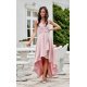 Rochie midi eleganta din satin roz pudra asimetrica cu trena Jennifer 2 - jojofashion.ro