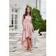 Rochie midi eleganta din satin roz pudra asimetrica cu trena Jennifer 4 - jojofashion.ro