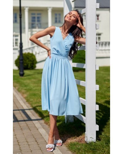 Rochie midi din voal baby blue vaporoasa Margie Rochii midi, Rochie midi din voal baby blue vaporoasa Margie - jojofashion.ro