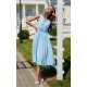 Rochie eleganta midi, din voal, baby blue, vaporoasa, petrecuta, Margie 2 - jojofashion.ro