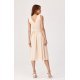 Rochie din voal bej vaporoasa midi Margie 3 - jojofashion.ro