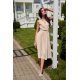 Rochie eleganta midi, din voal, bej, vaporoasa, petrecuta, Margie 4 - jojofashion.ro