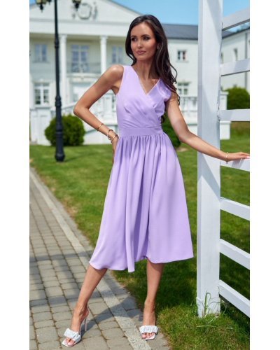 Rochie eleganta midi, din voal, lila, vaporoasa, petrecuta, Margie Rochii cununie civila, Rochie eleganta midi, din voal, lila, vaporoasa, petrecuta, Margie - jojofashion.ro