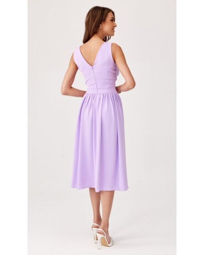 Rochie eleganta midi, din voal, lila, vaporoasa, petrecuta, Margie Rochii cununie civila, Rochie eleganta midi, din voal, lila, vaporoasa, petrecuta, Margie - jojofashion.ro