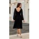 Rochie eleganta midi, din voal, neagra, cu maneca lunga, vaporoasa, Melen 3 - jojofashion.ro