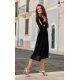 Rochie eleganta midi, din voal, neagra, cu maneca lunga, vaporoasa, Melen 4 - jojofashion.ro