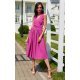 Rochie eleganta midi, din voal, roz magenta, vaporoasa, petrecuta, Margie 2 - jojofashion.ro