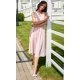 Rochie eleganta midi, din voal, roz pal, vaporoasa, petrecuta, Margie 2 - jojofashion.ro