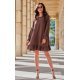 Rochie scurta maro cu maneca lunga si volan SintraR 2 - jojofashion.ro