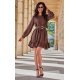 Rochie scurta maro cu maneca lunga si volan SintraR 3 - jojofashion.ro
