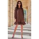 Rochie scurta maro cu maneca lunga si volan SintraR 4 - jojofashion.ro