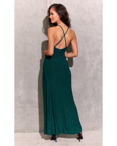 Rochie lunga, brocard verde, cu umerii goi, mulata, Frida Rochii, Rochie lunga, brocard verde, cu umerii goi, mulata, Frida - jojofashion.ro