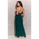 Rochie lunga, brocard verde, cu umerii goi, mulata, Frida 3 - jojofashion.ro