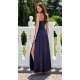 Rochie lunga, din satin, bleumarin, petrecuta, SalmaR 3 - jojofashion.ro
