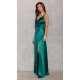 Rochie lunga, din satin, verde, cu spatele gol, petrecuta, AlessandraR 4 - jojofashion.ro