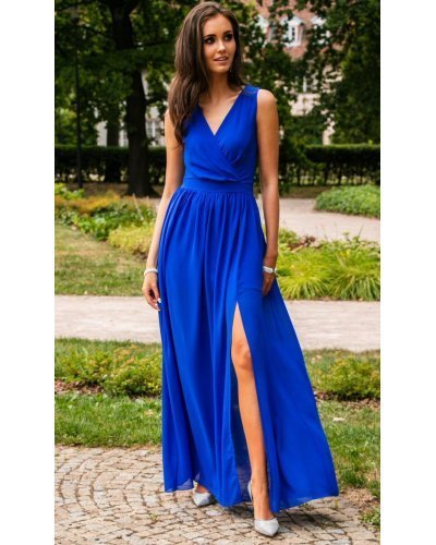 Rochie lunga albastra din voal, vaporoasa, Yurianne Rochii lungi, Rochie lunga albastra din voal, vaporoasa, Yurianne - jojofashion.ro
