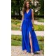 Rochie lunga albastra din voal, vaporoasa, Yurianne 2 - jojofashion.ro