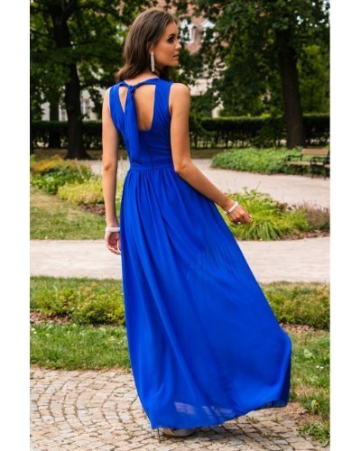 Rochie lunga albastra din voal, vaporoasa, Yurianne Rochii lungi, Rochie lunga albastra din voal, vaporoasa, Yurianne - jojofashion.ro