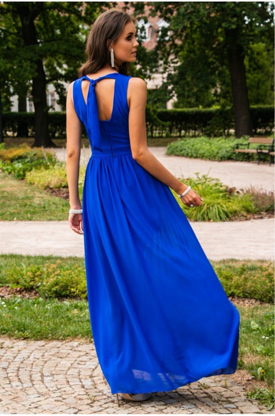Rochie lunga albastra din voal, vaporoasa, Yurianne 2 - jojofashion.ro