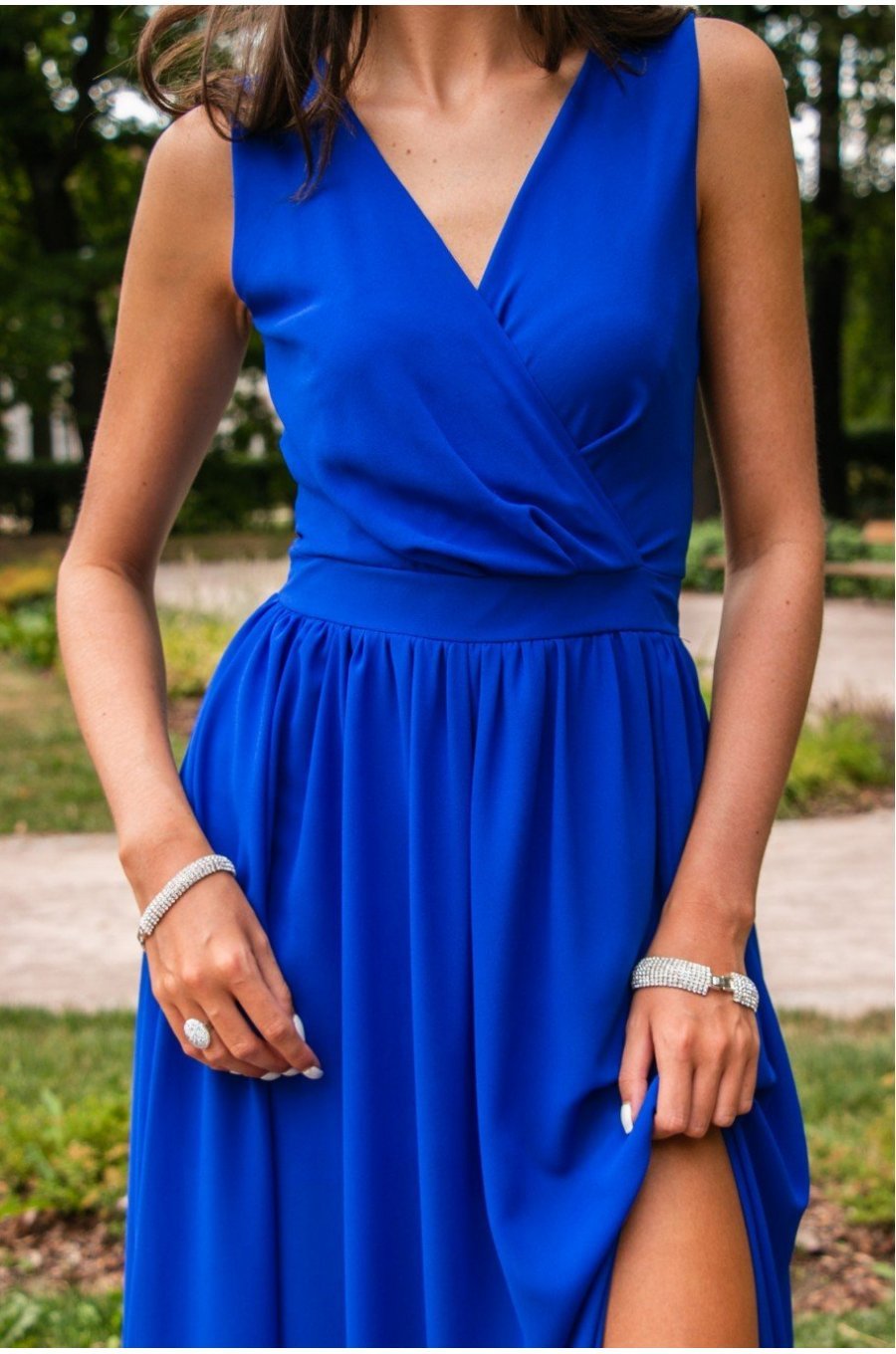 Rochie lunga albastra din voal, vaporoasa, Yurianne 4 - jojofashion.ro