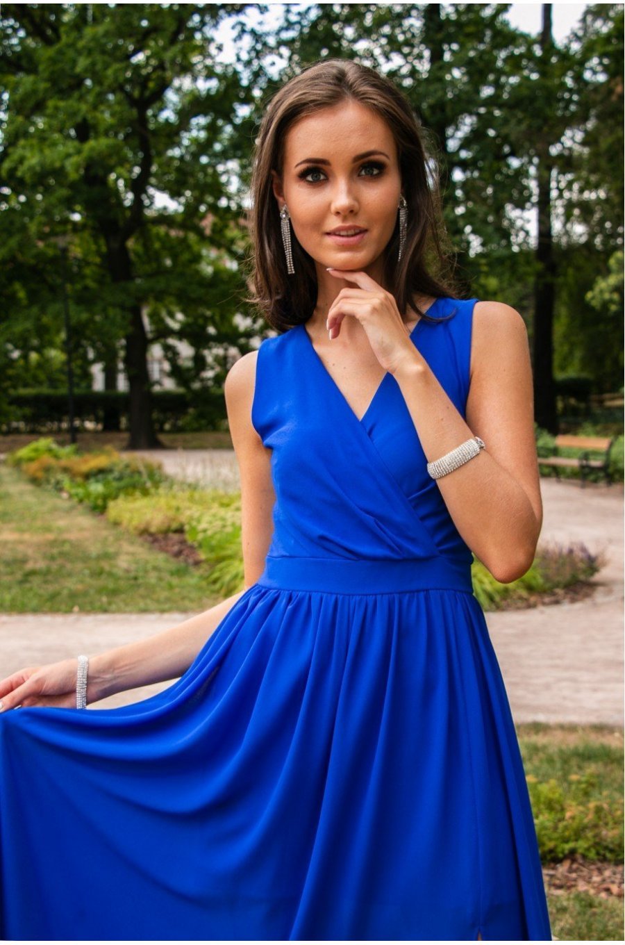 Rochie lunga albastra din voal, vaporoasa, Yurianne 7 - jojofashion.ro