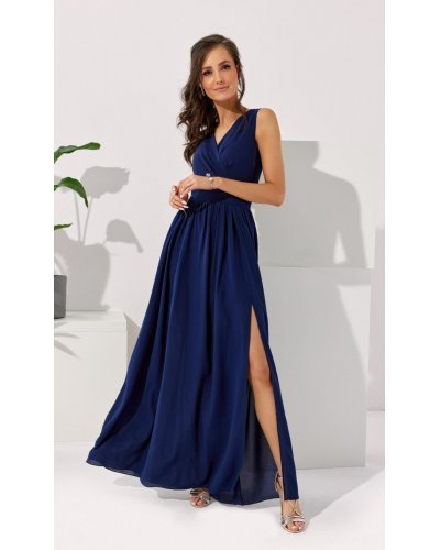 Rochie lunga din voal bleumarin, vaporoasa, Yurianne Rochii, Rochie lunga din voal bleumarin, vaporoasa, Yurianne - jojofashion.ro