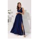 Rochie lunga din voal bleumarin, vaporoasa, Yurianne 2 - jojofashion.ro