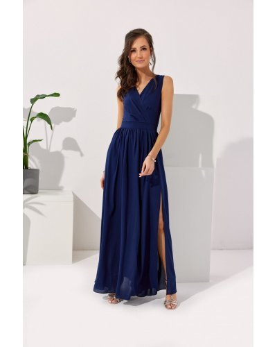 Rochie lunga din voal bleumarin, vaporoasa, Yurianne Rochii, Rochie lunga din voal bleumarin, vaporoasa, Yurianne - jojofashion.ro