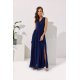 Rochie lunga din voal bleumarin, vaporoasa, Yurianne 3 - jojofashion.ro