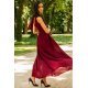 Rochie lunga din voal, burgundy, vaporoasa, Yurianne 5 - jojofashion.ro