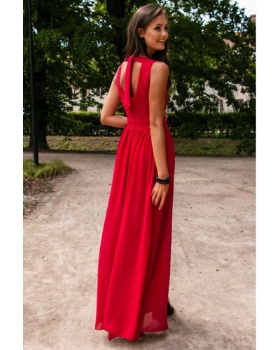 Rochie lunga rosie din voal, vaporoasa, Yurianne Rochii lungi, Rochie lunga rosie din voal, vaporoasa, Yurianne - jojofashion.ro