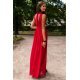 Rochie lunga din voal, rosie, vaporoasa, Yurianne 3 - jojofashion.ro