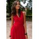 Rochie lunga rosie din voal, vaporoasa, Yurianne 7 - jojofashion.ro