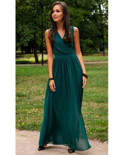 Rochie lunga verde din voal vaporoasa Yurianne Rochii lungi, Rochie lunga verde din voal vaporoasa Yurianne - jojofashion.ro