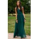 Rochie lunga din voal, verde, vaporoasa, Yurianne 2 - jojofashion.ro