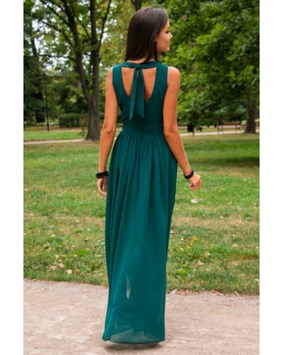 Rochie lunga verde din voal vaporoasa Yurianne Rochii lungi, Rochie lunga verde din voal vaporoasa Yurianne - jojofashion.ro
