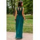 Rochie lunga verde din voal vaporoasa Yurianne 3 - jojofashion.ro