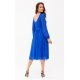 Rochie albastra vaporoasa din voal midi cu maneca lunga petrecuta Melen 3 - jojofashion.ro