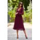 Rochie midi din voal, burgundy, cu maneca lunga, vaporoasa, Melen 2 - jojofashion.ro