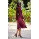 Rochie midi din voal, burgundy, cu maneca lunga, vaporoasa, Melen 3 - jojofashion.ro