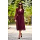 Rochie midi din voal, burgundy, cu maneca lunga, vaporoasa, Melen 5 - jojofashion.ro