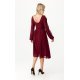 Rochie midi din voal, burgundy, cu maneca lunga, vaporoasa, Melen 6 - jojofashion.ro