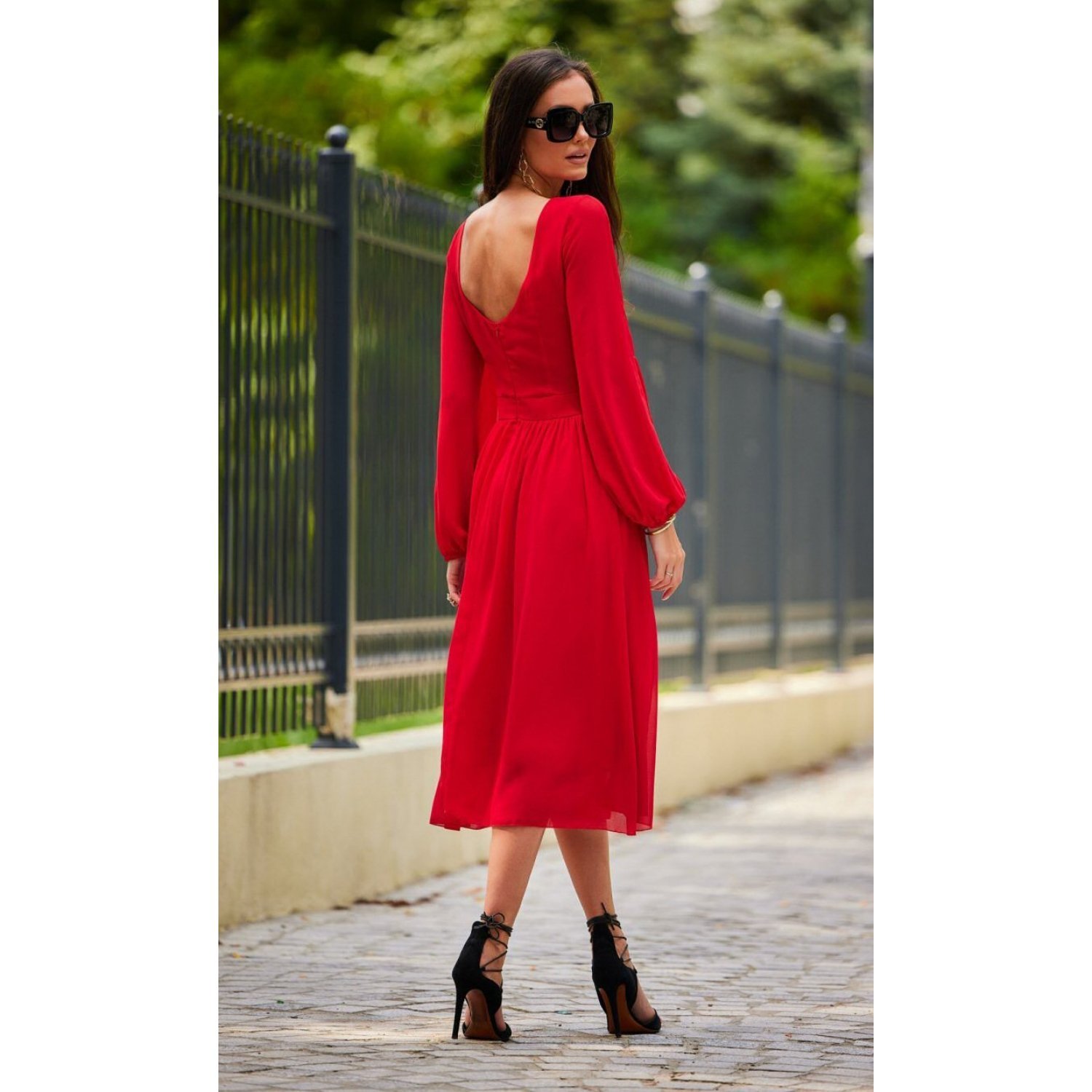 Rochie Midi Cu Maneca Fluture Scala