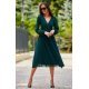 Rochie midi din voal verde, cu maneca lunga, vaporoasa, Melen 8 - jojofashion.ro