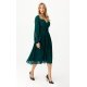 Rochie midi din voal verde, cu maneca lunga, vaporoasa, Melen 4 - jojofashion.ro